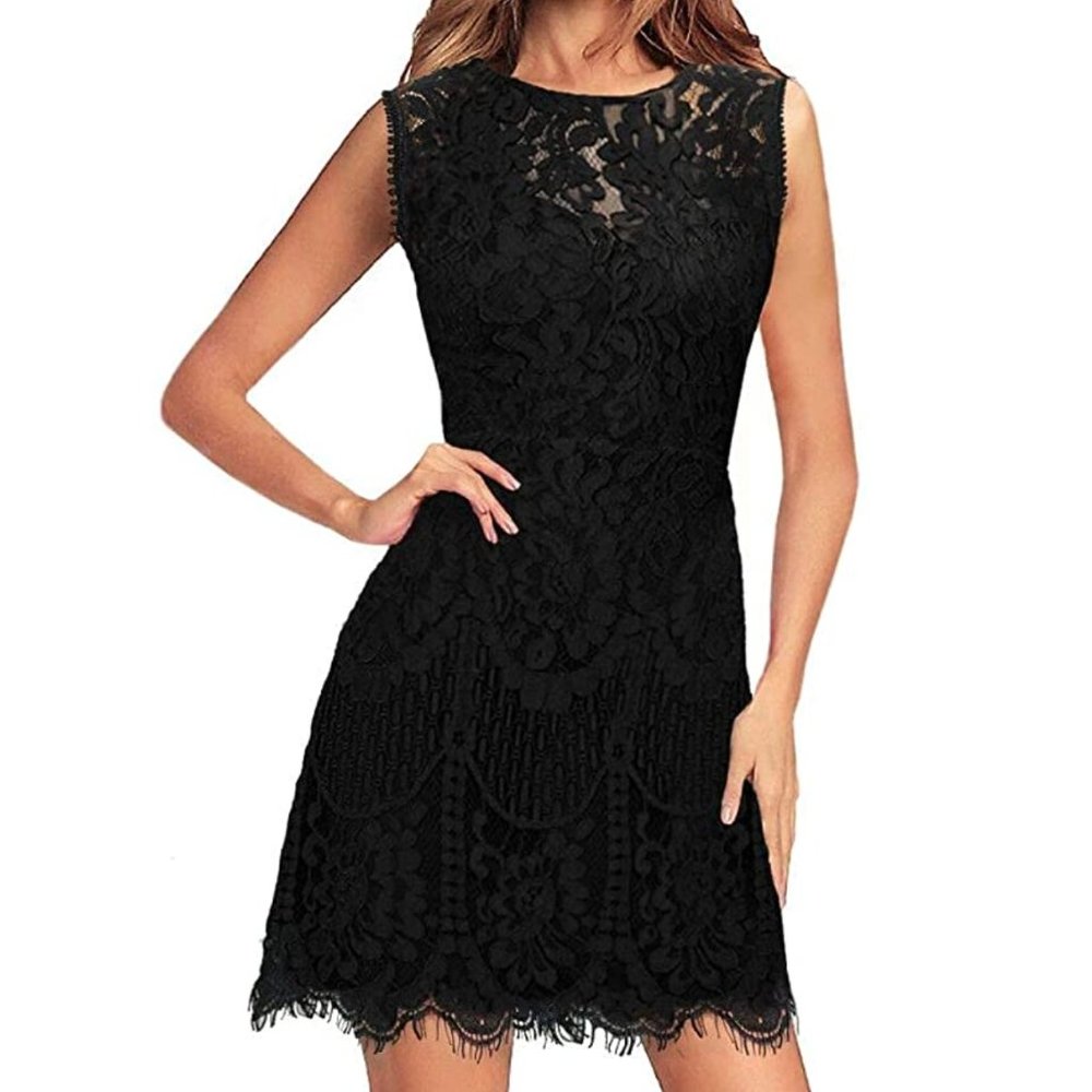 Elegant V-Back Wedding Guest Floral Lace Cocktail Party